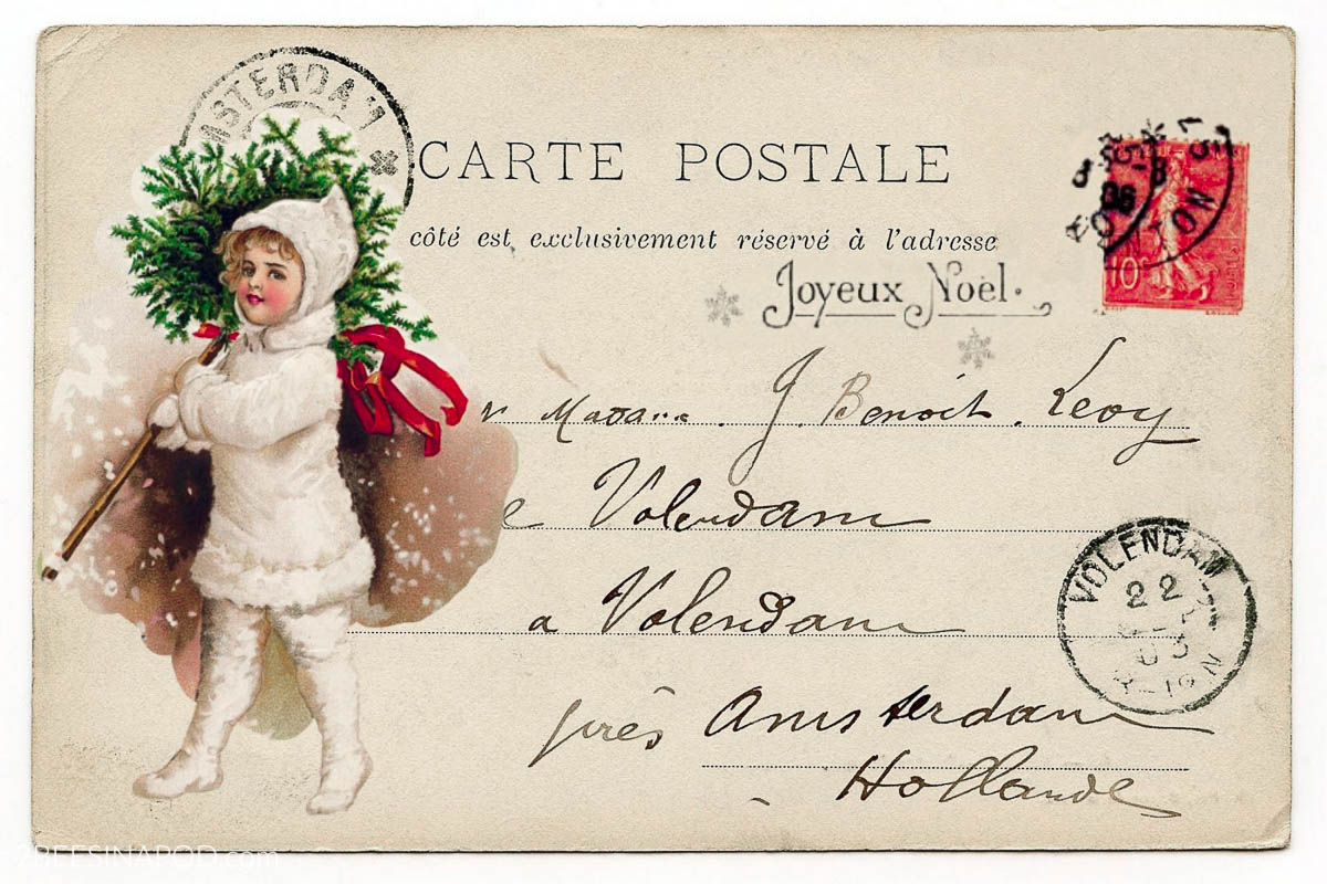 vintage christmas postcard gift tags - free printable - 2 bees in